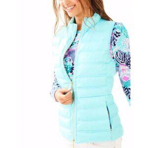 Lilly Pulitzer Elana Puffer Vest 🌊 Sea Salt Blue